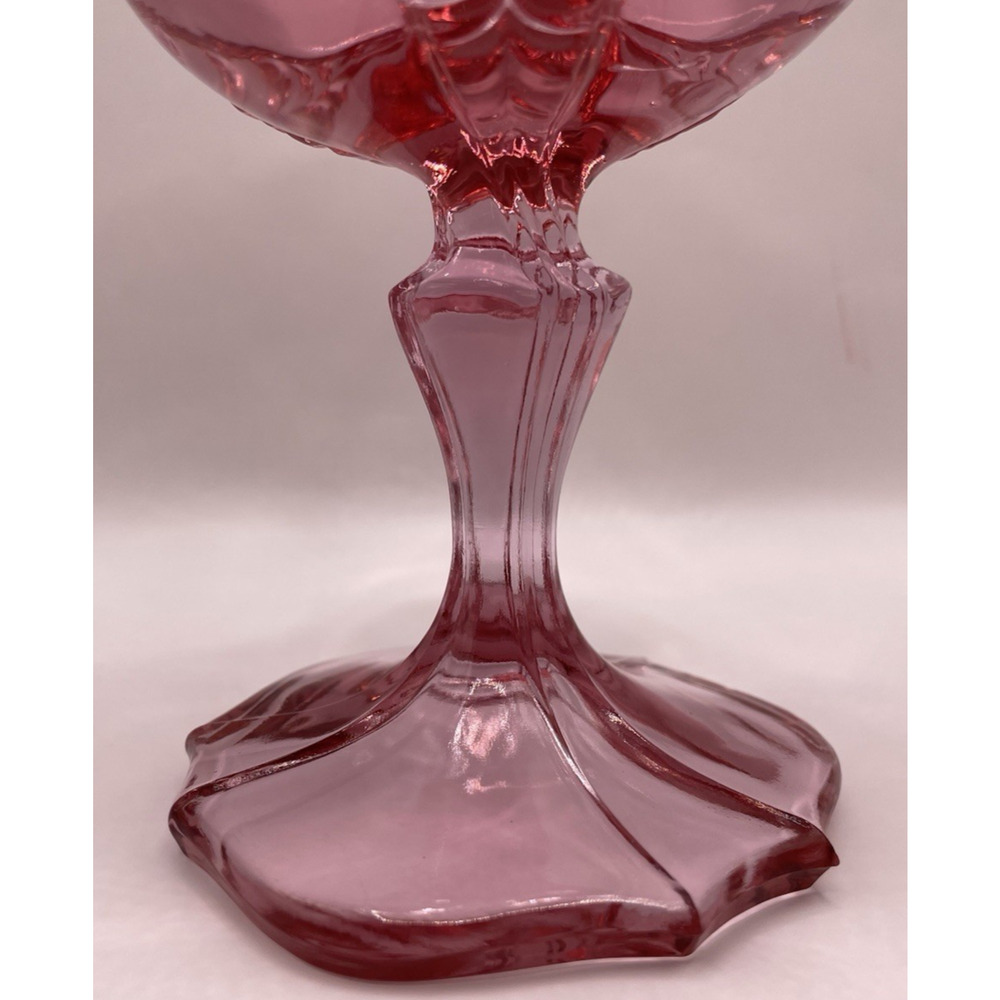 Vintage Fenton Empress Cranberry Colonial Pink Footed Pedestal Compote - Picture 11 of 12